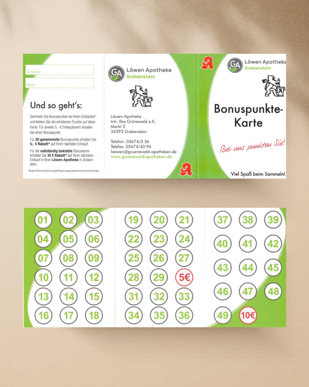 Bonuspunkte Karte Löwen-Apotheke Grebenstein